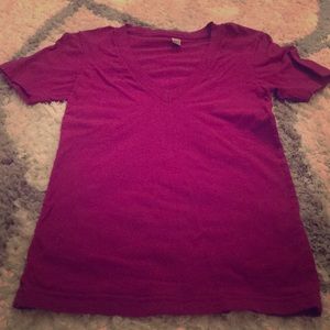 Hot pink American apparel v-neck shirt
